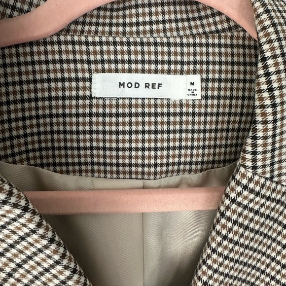 Mod Ref Plaid Pocketed Button Up Blazer Oversize Business Casual - Picture 6 of 8